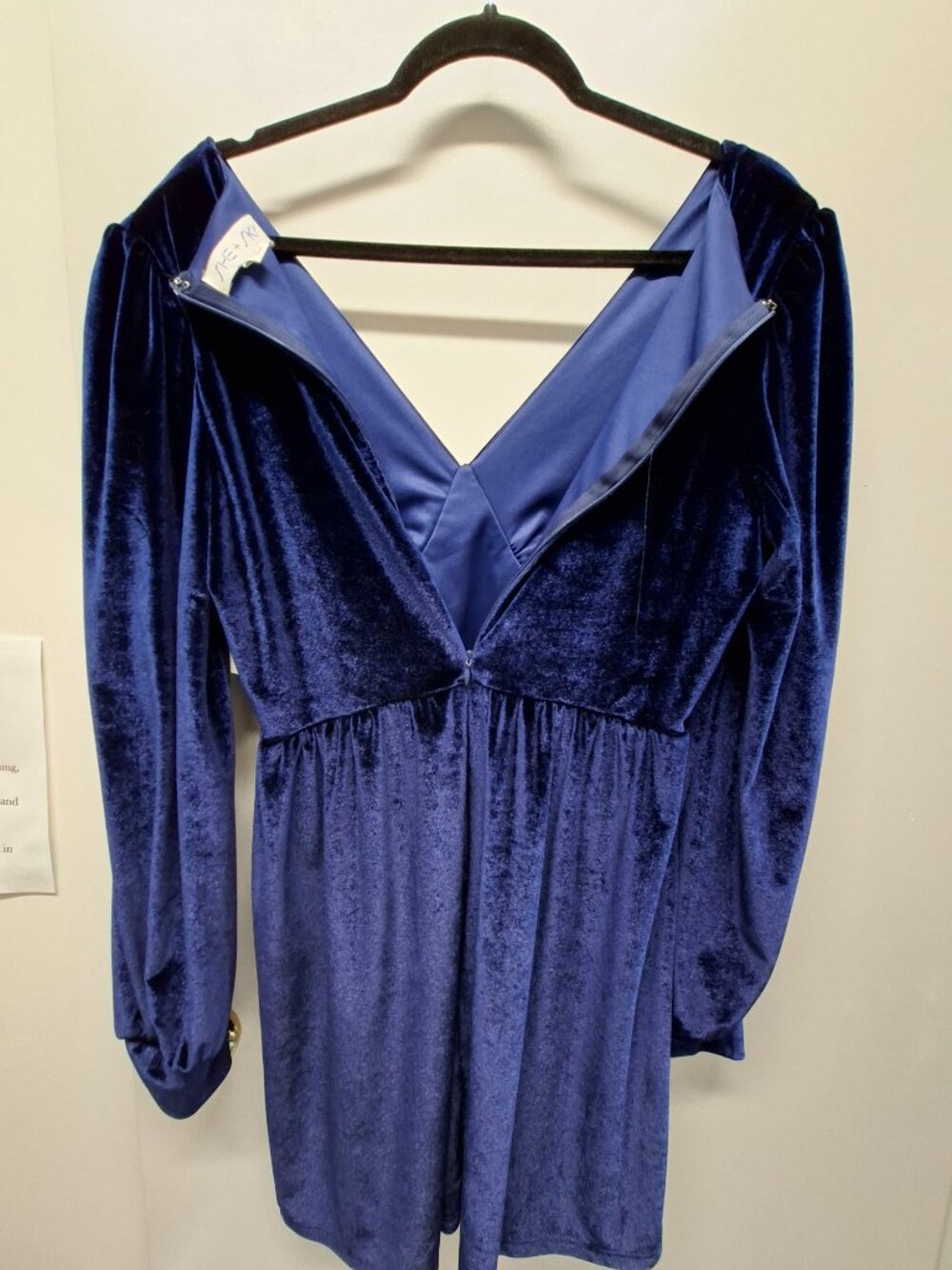 She + Sky Blue Velvet Dress - Picture 2 of 4